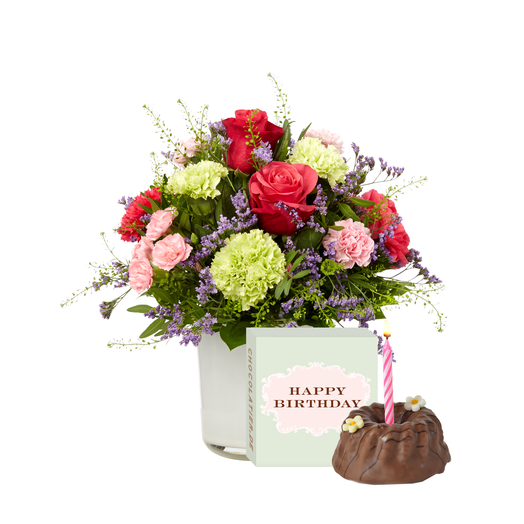 Blumenstrauß Schön, dass es Dich gibt mit Geburtstagsküchlein von  bestellen
