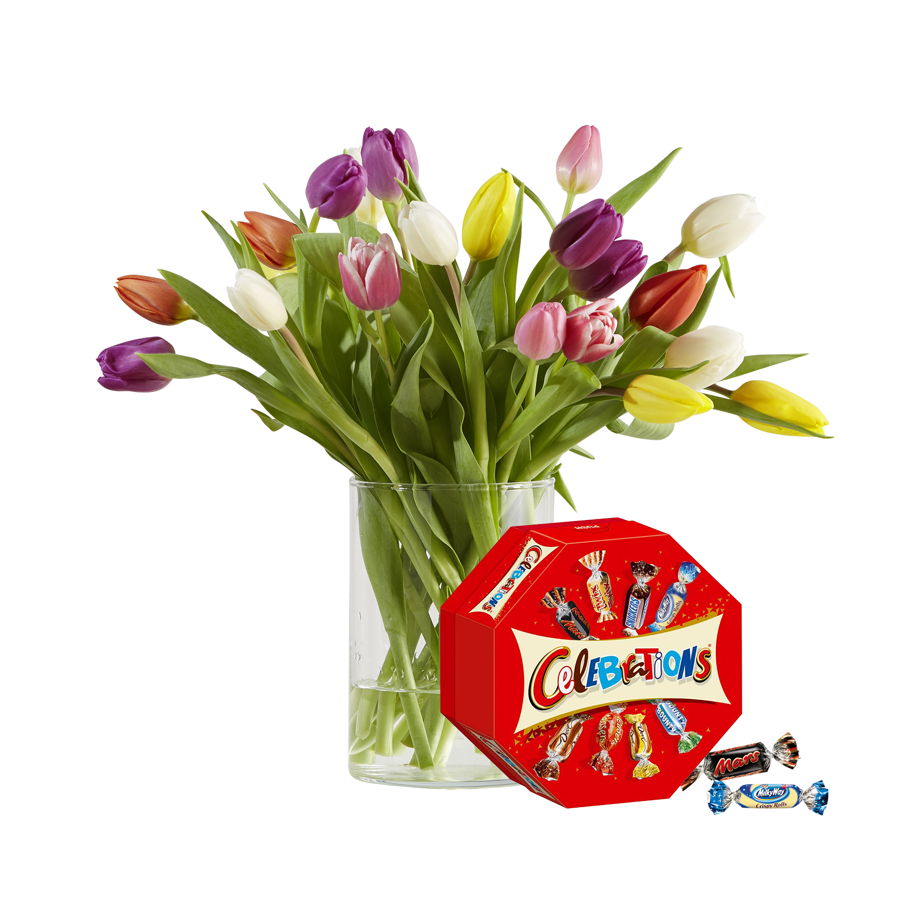 20 Stiele Bunte Tulpen mit Celebrations von  bestellen